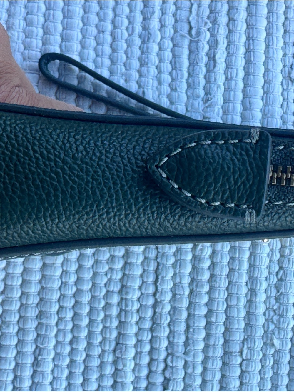 Fossil Logan RFID Zip Wristlet Viridian Green Structured Leather NWT - Picture 10 of 12